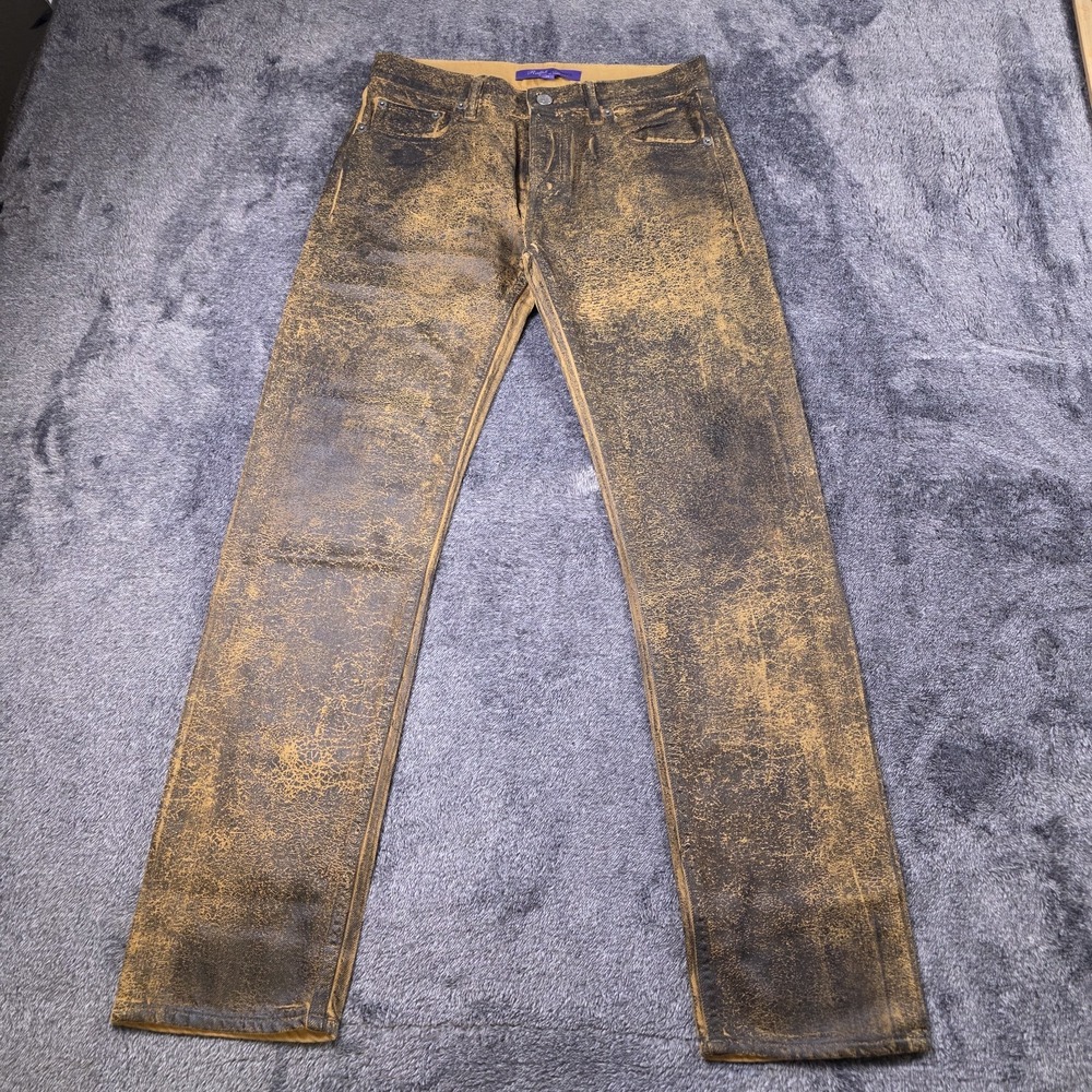 Ralph Lauren Purple Label Faux Vintage Leather 750 Cotton Jeans Womens 29* $890